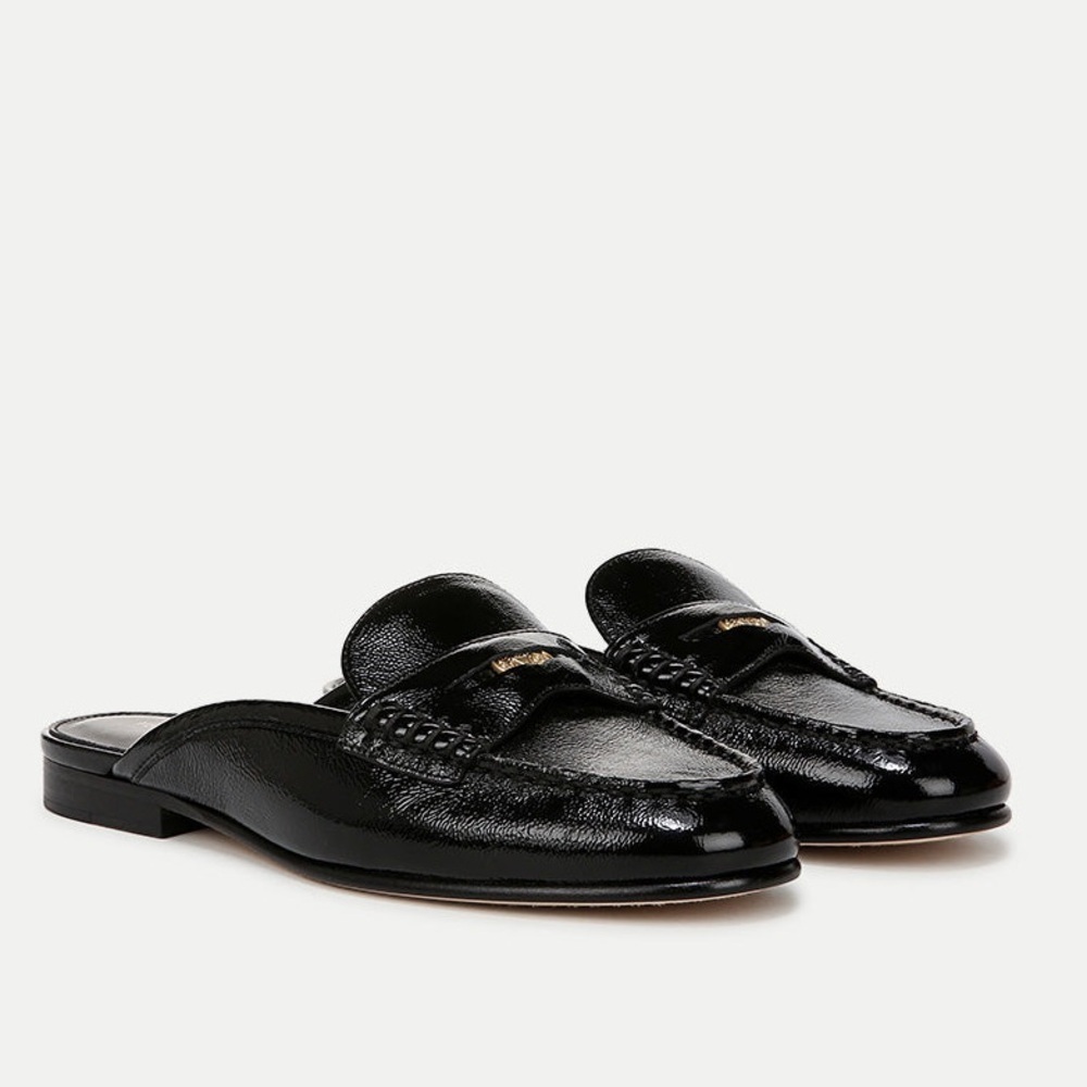 Veronica Beard Black Patent Leather Penny Mules | Size 6 | NWOB